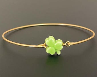 Lucky Shamrock Bracelet 3 Leaf Clover Bracelet St. Patrick's Day Bracelet Jewelry Gift Green Ceramic Luck of the Irish