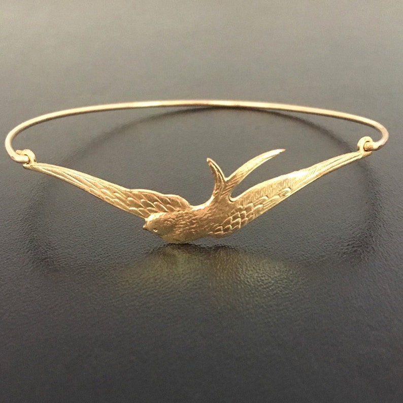 Sparrow Bracelet Sparrow Jewelry Bird Bracelet Bird Jewelry Bird Charm Bracelet Nature Jewelry for Women Bird Gift for Women Sparrow Bangle Shiny Gold Tone