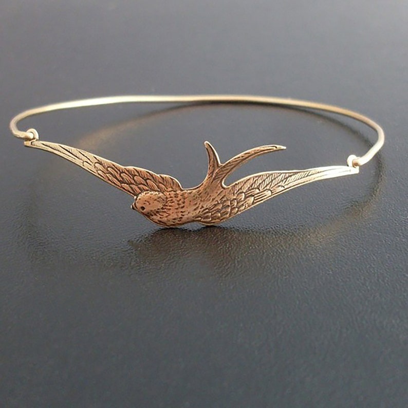 Bird Bracelet Silver Tone Swallow Bracelet Nature Inspired Jewelry Gift for Bird Lover Gift for Women Nature Gift for Her Bird Lover Jewelry Antique Gold Tone