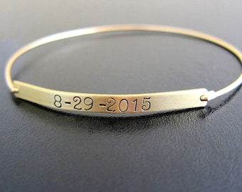 Date Bracelet, Wedding Date Bracelet, Wedding Date Gift, Birthdate Gift, Birthdate Bracelet, Custom Hand Stamped Bracelet for Women