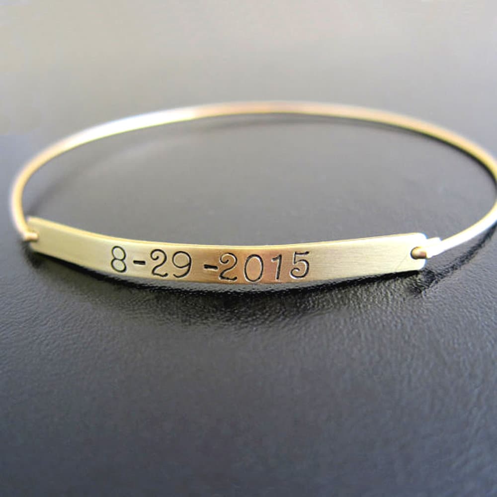 Bracelet with Date on it Wedding Date Bracelet Wedding Date Etsy