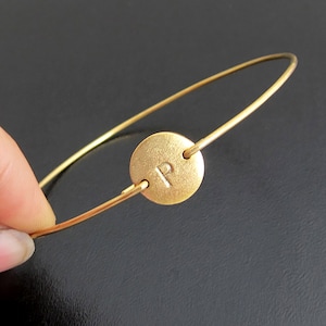 Mini Initial Bracelet Personalized Jewelry Her Monogram Bracelet Women Disc Bangle Bracelet Mothers Day Gifts Mom Aunt Niece Cousin Friends image 1