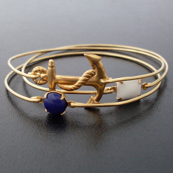 Nautical Bracelets for Women Nautical Jewelry Set of 3 Gold Tone