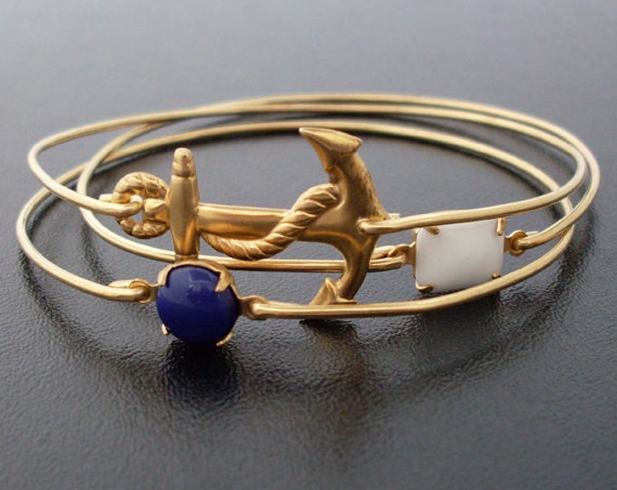 Nautical Bracelets for Women Nautical Jewelry Set of 3 Gold Tone Sailing Bracelets Sailing Jewelry Sailing Gift Sailor Gift Sailor Bracelets