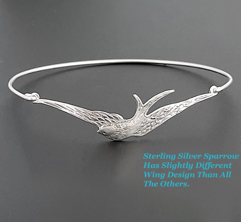 Sparrow Bracelet Sparrow Jewelry Bird Bracelet Bird Jewelry Bird Charm Bracelet Nature Jewelry for Women Bird Gift for Women Sparrow Bangle Sterling Silver