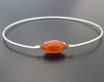 Bracelet jonc orange feu, verre lisse, imitation pierre orange, bracelet feu, bijoux feu, bracelet orange pour femme, bijoux orange