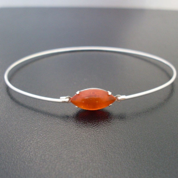 Fire Orange Bangle Bracelet Smooth Glass Simulated Orange Stone Bracelet Fire Bracelet Fire Jewelry Orange Bracelet for Women Orange Jewelry