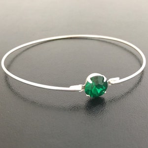 Green Rhinestone Bracelet Hunter Green Bracelet Dark Green Bracelet Simulated Emerald Bracelet for Women Simulated May Birthstone Bracelet