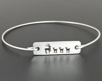 Mama with 3 Baby Reindeer Christmas Jewelry Holiday Gift Mom Women Her Winter Fashion Cheap Bracelet Christmas Gift Idea Christmas Present