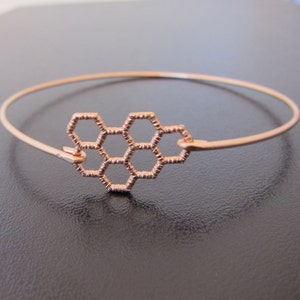 Honeycomb Bracelet, Rose Gold, Honeycomb Jewelry, Geometric Jewelry, Geometric Bracelet, Math Jewelry, Math Bracelet, Honeycomb Bangle image 1