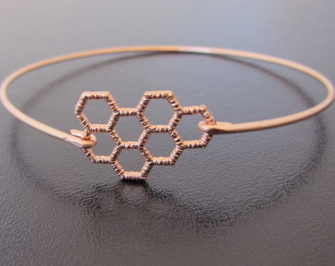 Honeycomb Bracelet, Rose Gold, Honeycomb Jewelry, Geometric Jewelry, Geometric Bracelet, Math Jewelry, Math Bracelet, Honeycomb Bangle