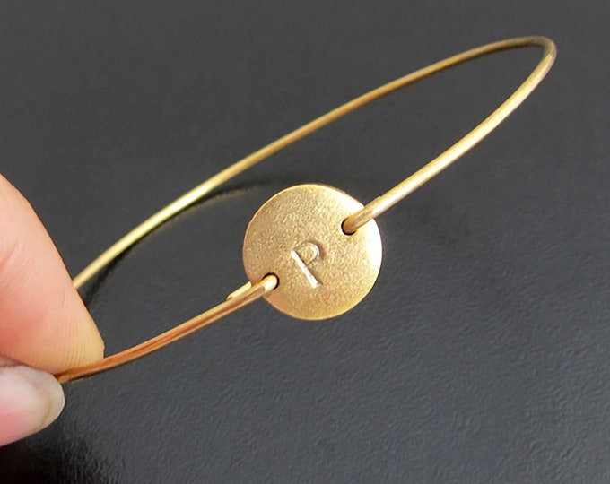 Initial Bangle Bracelet Personalized Gifts Idea for Women Friend Sister Mothers Day Gift Idea Letter Bracelet Hand Stamped Engraved Bracelet