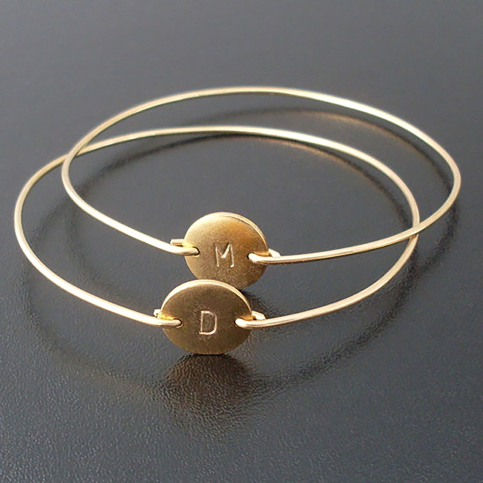 Two Tone Bracelet Two Tone Bangle Two Tone Jewelry Initial Bangle ...