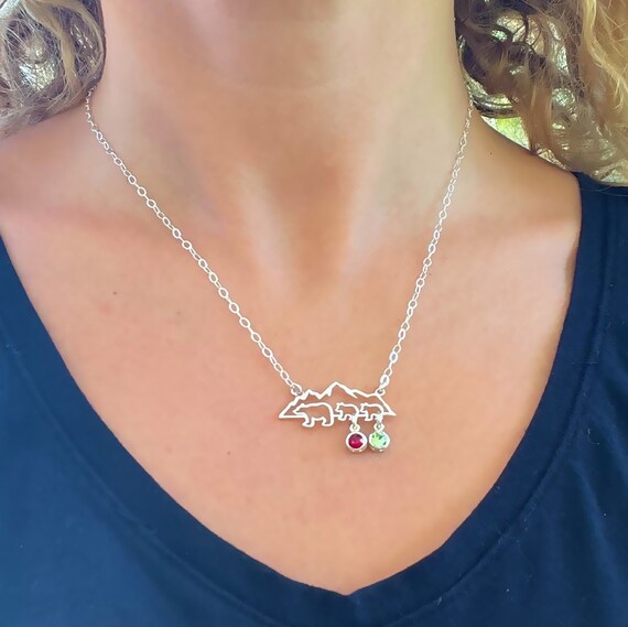 Mama Bear Necklace W/ 2 Cubs \u0026 Sim 