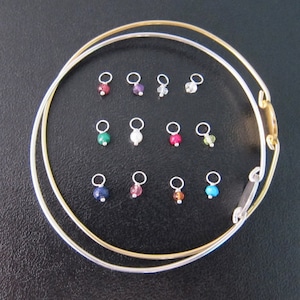 Add a Birth Month Charm to a Bangle Bracelet You Order from My Shop Sterling Silver or 14k Gold Filled Gemstone Charm