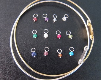 Add a Birth Month Charm to a Bangle Bracelet You Order from My Shop Sterling Silver or 14k Gold Filled Gemstone Charm