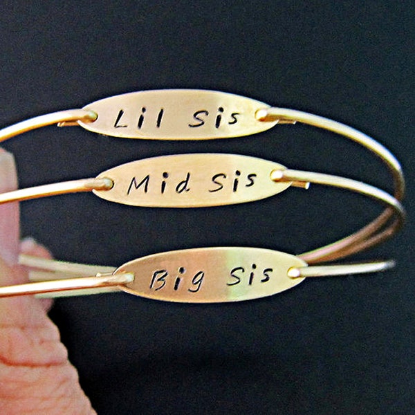 3 Sisters Bangle Bracelet Set Custom Christmas Gifts for Sisters Family Jewelry Sister Xmas Gifts Sister Jewelry Big Sis, Mid Sis & Lil Sis