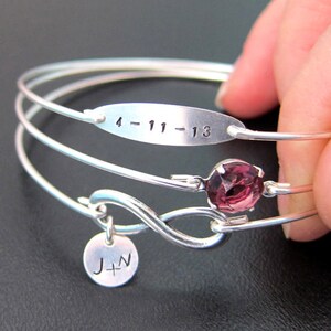 Personalized Wedding Bracelets for Bride from Groom Purple Wedding Jewelry for Bride Bracelet Set Bridal Shower Gift Her Sister Best Friend