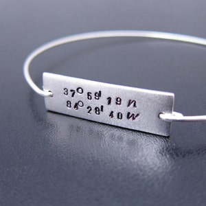 Coordinate Bracelet, Coordinate Jewelry, GPS Coordinates Gift, GPS Bracelet, Silver, Latitude Longitude Bracelet, Latitude Longitude Jewelry