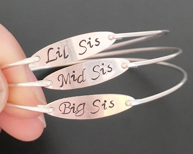 Custom 3 Sisters Bracelet Set, Big Sis, Mid Sis, Lil Sis Personalized Gift My Sisters Jewelry 3 Sisters Gift Idea from Sisters Birthday Gift