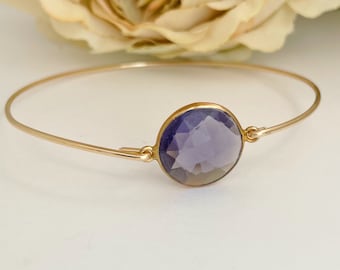 Amethyst Gemstone Bracelet Amethyst Jewelry February Birthstone February Birthday Gift for Her Purple Amethyst Bracelet Bangle