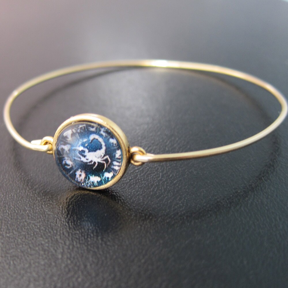Zodiac Charm Bracelet Gold Zodiac Bracelet Zodiac Bangle Etsy