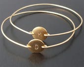 Initial Bangle Bracelet Personalized Jewelry Her Minimalist Monogram Bracelet Women's Disc Bracelet Mothers Day Gifts Mom Aunt Best Friend