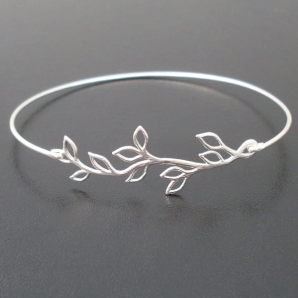 Sterling Silver Bracelet for Women Sterling Silver Bridesmaid Bracelet Gift for Bridesmaid Jewelry Sterling Silver Branch Bangle Bracelet