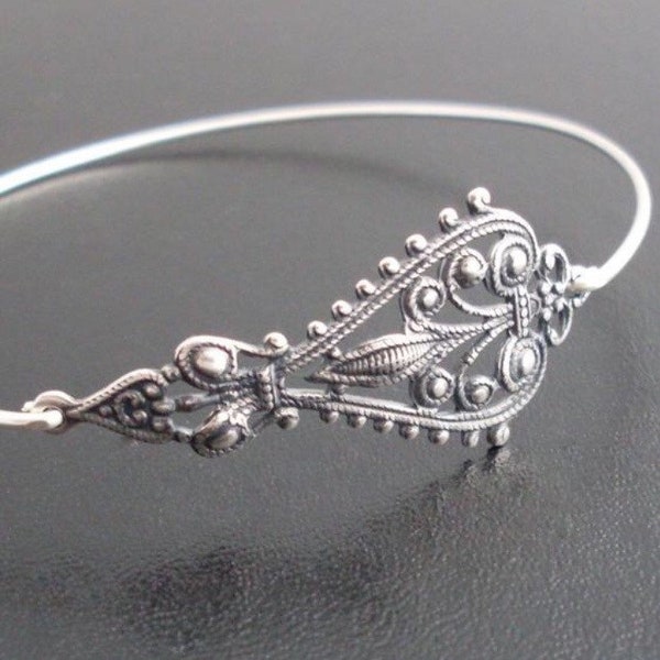 Bohemian Bracelet for Women Silver Tone Bohemian Bangle Bracelet Bohemian Wedding Jewelry Boho Bridesmaid Gift Bohemian Jewelry