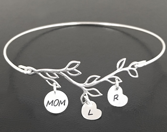 Sterling Silver Mom Bracelet Custom Mothers Day Bracelet Personalized Mothers Day Jewelry Kids Initials Christmas Gift Mother in Law Grandma