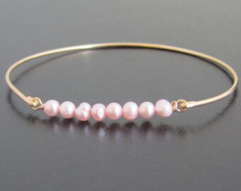 Mini Cultured Freshwater Dyed Pink Pearl Bracelet Bangle Pink Wedding Jewelry Pink Bridal Jewelry Blush Pink Bracelet Bridesmaid Jewelry