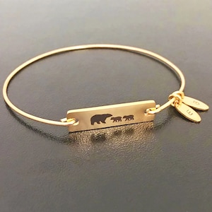 Mama Bear with 2 Cubs Wife Mother's Day Gift Mom of 2 Kids Boy Girl Son Daughter Mothers Day Bracelet Wife Gift from Husband Mother Two Kids image 1