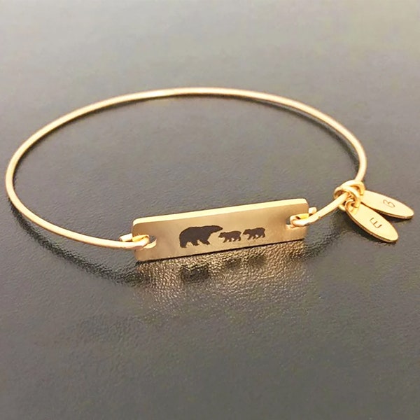 Mama Bear with 2 Cubs Wife Mother's Day Gift Mom of 2 Kids Boy Girl Son Daughter Mothers Day Bracelet Wife Gift from Husband Mother Two Kids