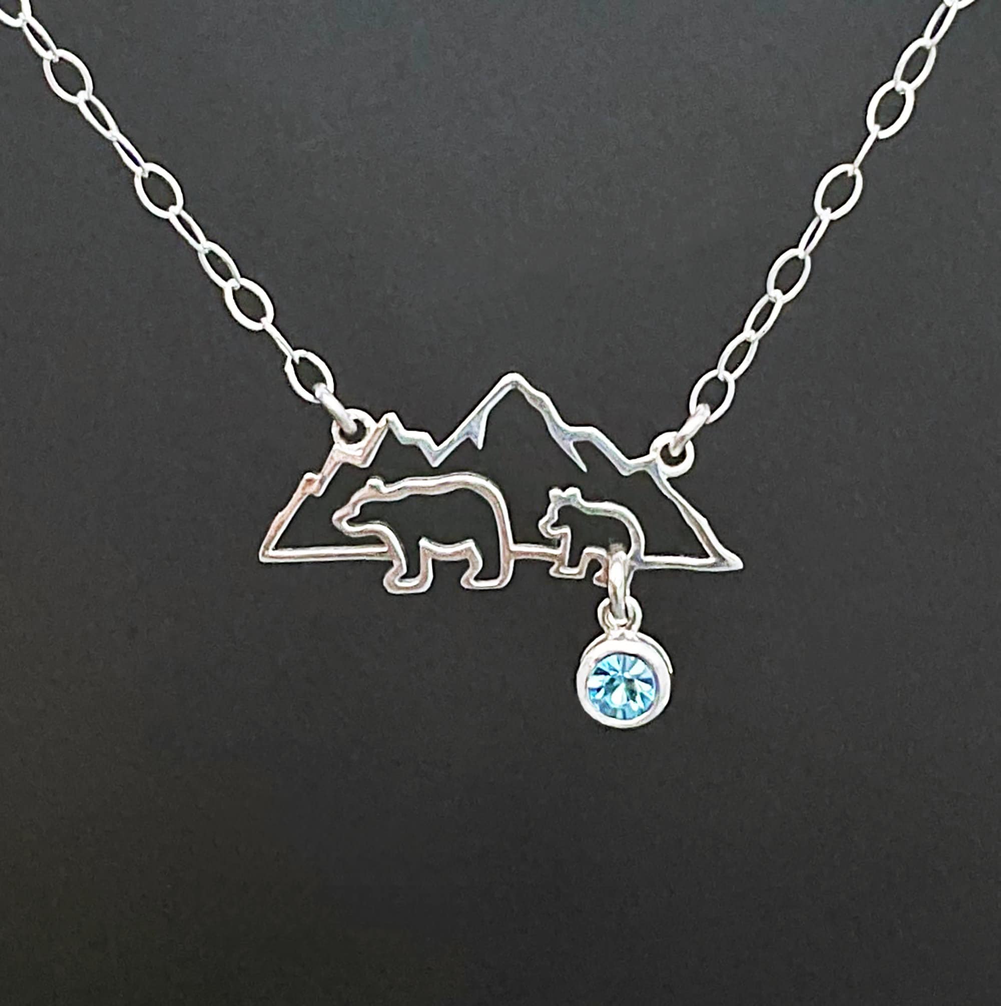 Mama Bear Necklace with 1 to 3 Cubs Sim Birthstone Necklace New Mom…