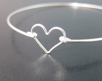 Sterling Silver Heart Bracelet Sterling Silver Heart Bangle Sterling Bridesmaid Jewelry Bridesmaid Gift Bracelet Silver Sterling Bracelet