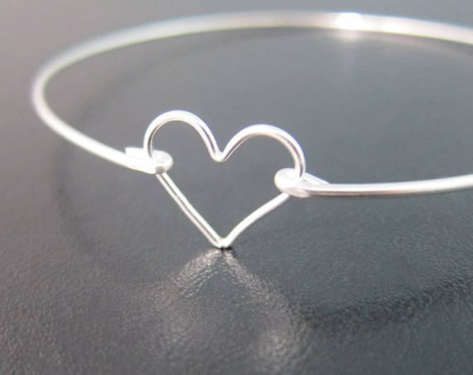 Sterling Silver Heart Bracelet Sterling Silver Heart Bangle Sterling Bridesmaid Jewelry Bridesmaid Gift Bracelet Silver Sterling Bracelet