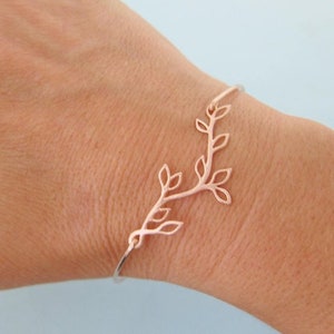 Olive Branch Bracelet Bridesmaid Gift Idea Bridesmaid Bracelet Silver Tone Bracelet Bridesmaid Gift Bracelet Bridesmaid Jewelry Bangle image 2