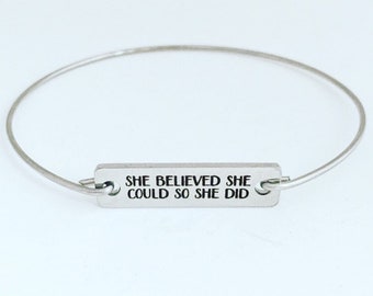 She Believed She Could So She Did Bracelet Graduation Gift for Her, Best Friend, Sister, Inspirational Gift for Women Inspirational Bracelet