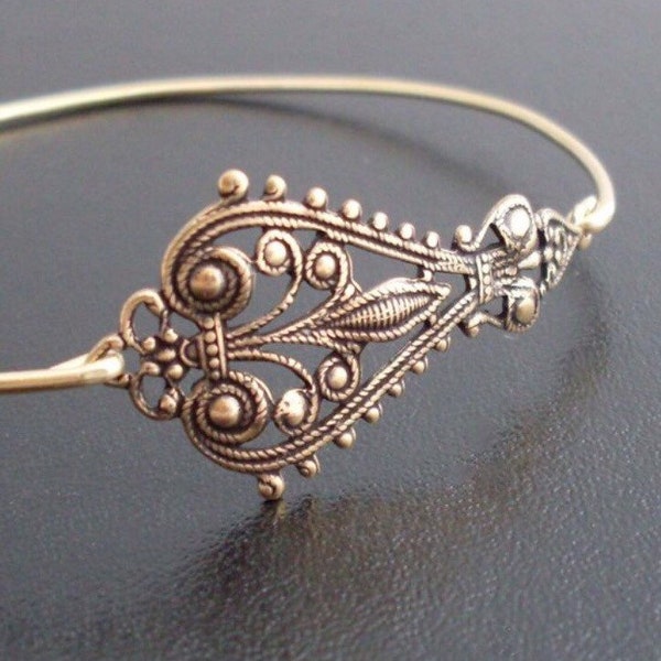 Bangle Bracelet Maylania Antique Gold Tone Boho Bangle Bracelet Boho Jewelry Gift for Girlfriend or Her Boho Chic Jewelry Boho Chic Bracelet