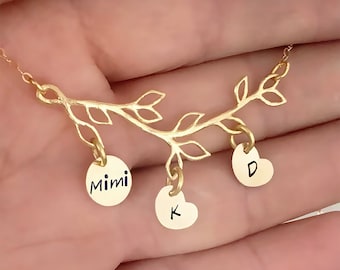 Mimi Necklace with Kids Initials Women's Family Necklace Gift Mom's Birthday Gift Mimi Mother Day Mimi Gift from Grandkids Family Tree Gift