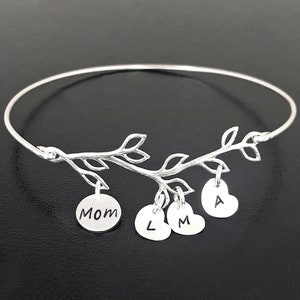 Family Tree Bracelet Custom Mothers Day Gift Idea Mom from Daughter Son Kids 1-9 Initial Charms Meaningful Gift Mom Wife Sister Grandma Her image 3