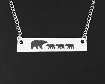 Mama Bear Necklace with 3 Cubs Women Christmas Gift Mother Sister Her Best Friend Mom Christmas Present Momma Bear Necklace with Three Cubs