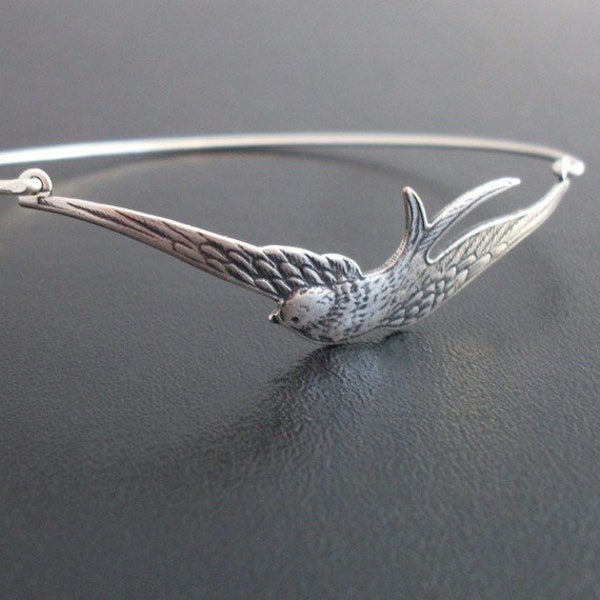 Bird Bracelet Silver Tone Swallow Bracelet Nature Inspired Jewelry Gift for Bird Lover Gift for Women Nature Gift for Her Bird Lover Jewelry