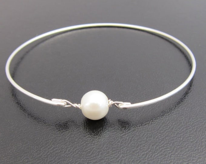 Cultured Freshwater Single Pearl Bracelet Dainty Pearl Bangle Simple Bracelet for Women Bangle Simple Bridal Bracelet Bridesmaid Bracelet