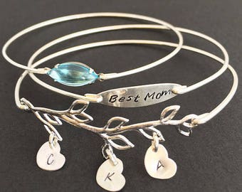 Personalized Mother Day Bracelet Stack Mothers Day Gift Mom Gift from Daughter and Son Kids Daughter in Law Son in Law Best Mom Bracelet Set