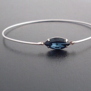 Blue Rhinestone Bracelet Dark Blue Bracelet for Women Dark Blue Jewelry Blue Bangle Bracelet Blue Bridesmaid Jewelry Blue Rhinestone Jewelry image 3