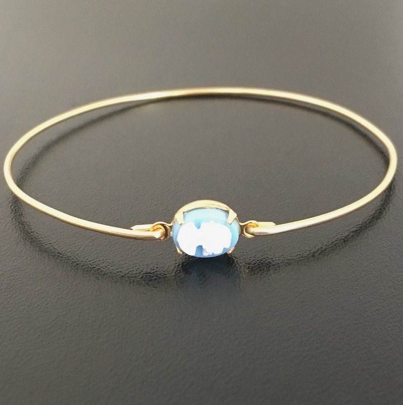 Mini Blue Cameo Bracelet Blue Cameo Jewelry Victorian Bracelet Style Theme Victorian Wedding Bracelet Victorian Bridesmaid Gift Cameo Bangle image 3