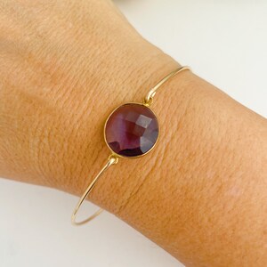 Amethyst Gemstone Bracelet Amethyst Jewelry February Birthstone February Birthday Gift for Her Purple Amethyst Bracelet Bangle image 2