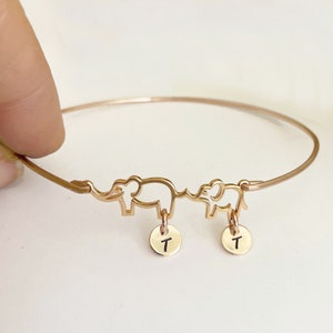 Mom with Baby Elephant Initial Bracelet Mothers Day Gift for Young Mom Elephant Gift Her Mothers Day Bracelet for Daughter or your Sister image 7