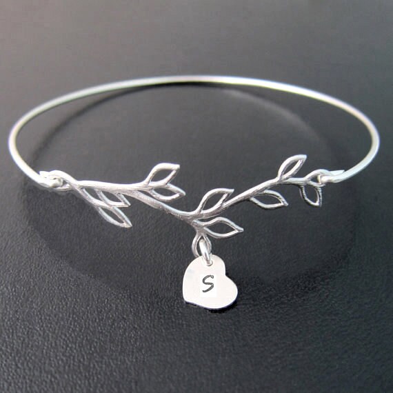 Bridesmaid Gift Bracelet Personalized Jewelry for Women Initial Heart Charm  Bracelet Monogram Bracelet Monogram Bangle Bridesmaid Bracelet